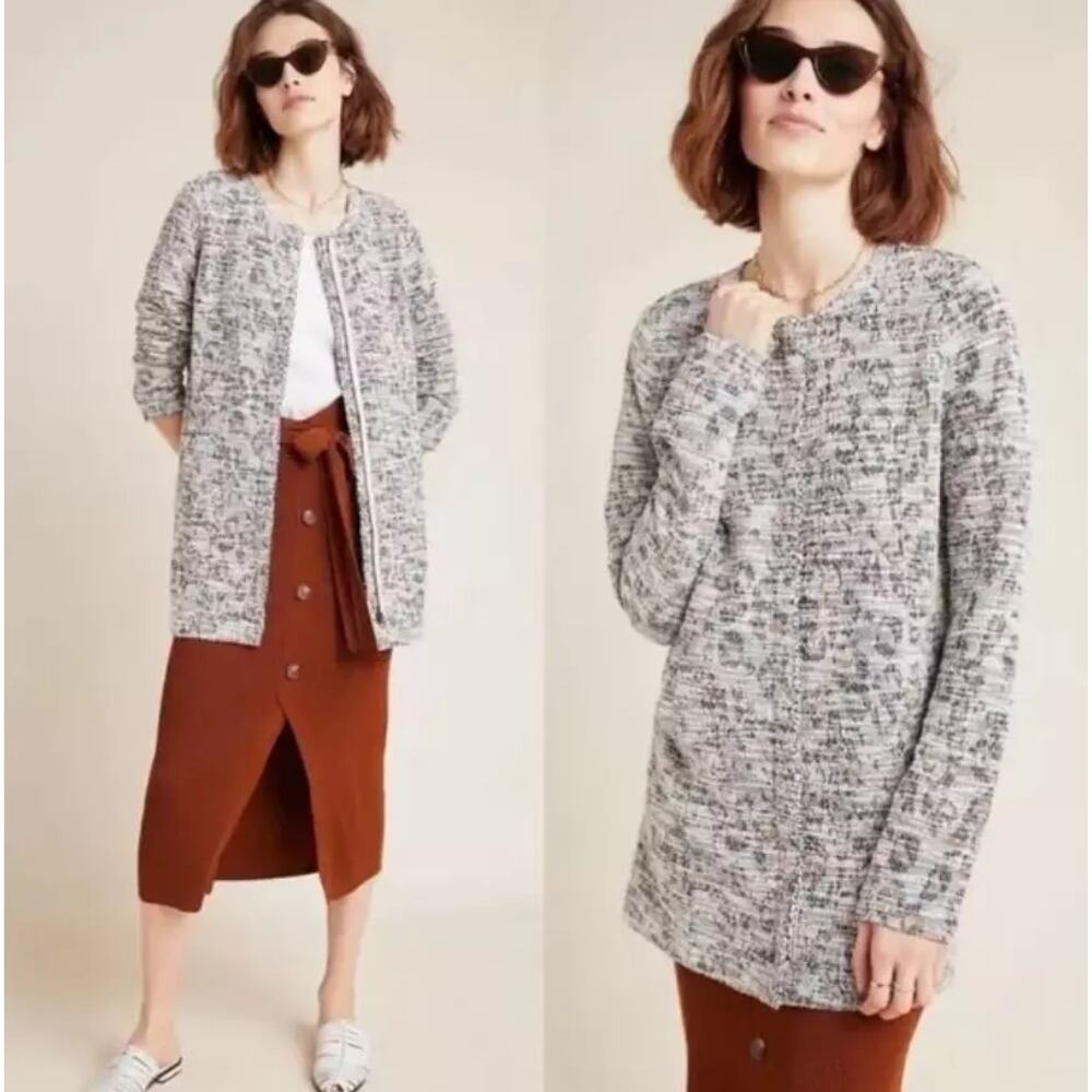 Anthropologie Dolan Jacket  Tweed Jacket Coat Cardigan Full Zip Comfy Size S